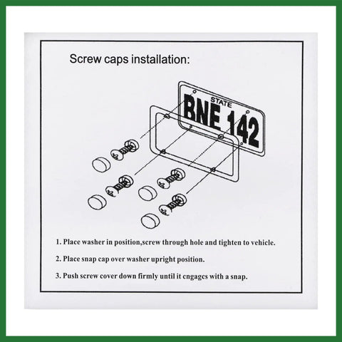 Diagram of screw caps installation for 4 Pack Aluminum Alloy License Plate Bolts Screws Nuts For Cars And Motorcycles Orange Long Lasting Universal Fit M6 1.0 Thread Size 6mm Diameter 20mm Length Durable Dope Fasteners For Mudguards Bumpers And Headlights.