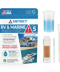 Hella Reliable RV Freshwater Test Kit Detecting Bacteria And Mold In Your Camper Drinking Water Tanks with testing tools and packaging.