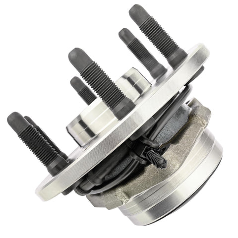 Beefy Pair Front Wheel Hub Bearing For Chevy Tahoe Silverado 1500 Suburban 1500 Avalanche 1500 Express 1500 GMC Yukon XL 1500 Sierra Savana Cadillac Escalade 2WD Replacement Wheel Hub Bearings Fit 2WD SUVs And Vans, showing close-up of metal 6-bolt assembly for GM 2WD SUVs.