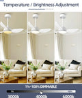 30 Inch Ceiling Fan With Lights And Remote Control LED Indoor Outdoor White 3 Reversible Blades brightness adjustment