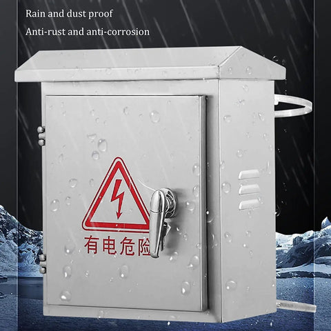 IP67 Waterproof Stainless Steel Junction Box For Wall Mounting Electrical Enclosure Outdoor And Indoor Use Built Tough Weatherproof Shield To Protect Your Equipment Durable Stainless Steel Construction Easy Install, front view with rainproof door