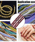 Approximately 270 Pieces 3mm Natural Faceted Garnet Beads For Jewelry Making shown in various uses, with close-up detail.