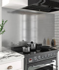 Metallic Silver Peel And Stick Contact Paper for appliances and kitchen surfaces, glossy waterproof backsplash wallpaper installed in kitchen
