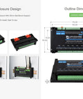 Dimensions and enclosure design of 8 Channel ESP32 S3 WiFi Relay Module With Onboard RS485 Digital Inputs Relay Outputs Ethernet Port