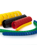 Multi-colored spiral wraps including a black Safe Spiral Wrap Hose And Cable Protector for Hydraulic and Pneumatic Lines