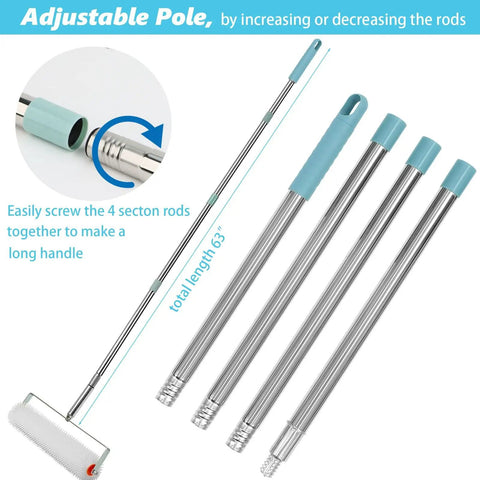 Self Leveling Concrete Tools Kit adjustable 5.2-foot extension pole for epoxy flooring and cement floors, four-section design.