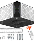 Front view of 360 Degree Filtration System For Woodworking With Vortex Fan And 1050 To 1350 CFM Dual Speed Hanging Dust Collector