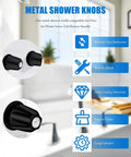 Upgrade Your Bathroom With This Easy-Install Matte Black HotioGa Shower Handle Kit Compatible With Pfister Verve, Featuring 2-Piece Knobs And Bases For A Sleek Modern Look That Truly Rocks! black metal shower knobs with two-piece base