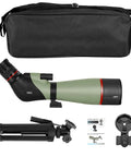 20-60x80 Dual Focus Spotting Scope With Tripod Carrying Bag And Smartphone Adapter BAK4 Angled Waterproof Outdoor Telescope