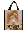 Desert Runway Plane Lunch Bag Tote With Insulated Aluminum Lined Cooler showcasing airplane design