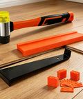 DIY Friendly Laminate Wood Floor Installation Kit With Tapping Block Pull Bar Floor Spacers Rubber Mallet on wood floor