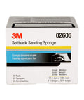 Box of Softback Sanding Sponge Set, 20 Pack, Medium Grit for Wet or Dry Sanding, showing product details and dimensions.
