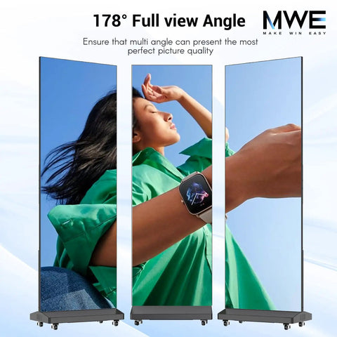 Hella Crisp 80 Inch Led Digital Signage Display Ready To Roll With Foldable Seamless Stitch Panels And Sleek P1.86 Gob Screen Module showcasing 178° view angle.
