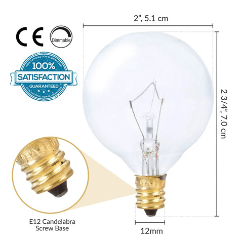 Aromatic Wax Warmer Small Globe Bulbs G16.5 25W E12 Candelabra Base 4 Pack For Chandeliers Ceiling Fans Vanity Lights Sconces
