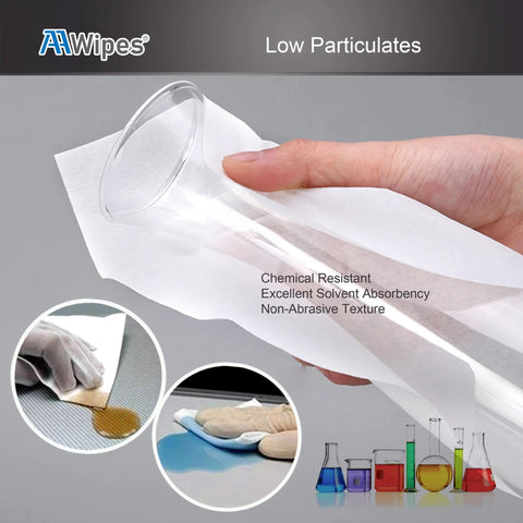 Front view of AAwipes cleanroom wipe, 6 x 6 in, lint-free cellulose/polyester, 68 GSM, bag of 300