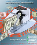 Super Fast Portable Money Counter With Automatic UV And Watermark Detection For Authentic Bill Verification High Speed Cash Counting Machine front view with banknotes.