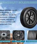 Heavy Duty 2 Pack 12 Inch Flat Free Solid Rubber Wheels 3 4 Inch Swivel Casters Built Like A Tank 1000 Lb Load Capacity features 8-inch rim and 3/4-inch ball bearings.