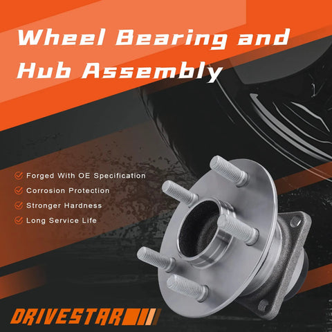 Image of a rear wheel hub and bearing assembly with ABS for Toyota Corolla 2009 2019 Corolla Im 2017 2018 Matrix 2009 2013 and Pontiac Vibe 2009 2010 5 lug.