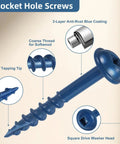 Go-To 2 Inch Pocket Hole Screws Set For DIY Builders, 90 Count Size 8 Coarse Thread Wood Screws With Blue Anti Rust Coating detail image