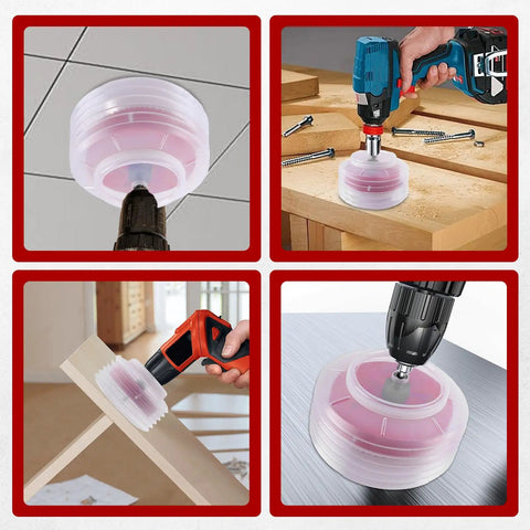 Six And One Quarter Inch Hole Saw Kit For Recessed Lighting With Dust Bowl Catcher in various material use scenes.