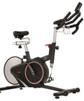 Smooth Riding Indoor Cycling Bike Featuring Forty Pound Rear Flywheel And Digital Console, side view showcasing seat and handlebars.