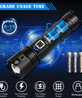 Ultra Bright Rechargeable Flashlight With 5 Modes Zoomable Tactical Handheld LED Light for Camping, Hiking and Emergencies