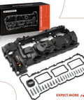 Valve Cover Kit With Gasket Bolts And Oil Cap For N55 Engine Fits BMW 328i 335i 435i 530i 535i 640i 740i X3 X5 X6 2011-2019 3L Turbo Replace 11127570292 displayed with packaging, gasket, and bolts.