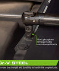 3 8 Inch Drive Shallow Impact Socket Set Metric Sizes 7mm To 19mm Cr V Steel tool with black phosphate on bolt