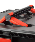 Universal Compact Wheel Bearing Removal And Installation Tool Set's carrying case with a sturdy black and red handle, 22 Ton Capacity