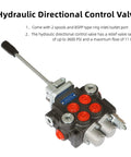 Beefed Up Two Spool Hydraulic Directional Control Valve With 11 GPM Flow, BSPP Ports, 3600 PSI Adjustable Relief displayed