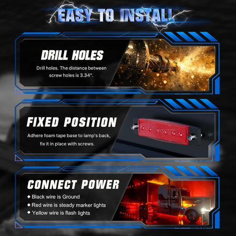 Installation steps for 3.8 Inch LED Rock Lights With Strobe And Steady Modes Waterproof Underbody Kit 10 Pack