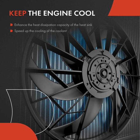 Superior Engine Radiator Cooling Fan Assembly With Brushless Motor Fits Lexus Es300h Camry Hybrid Avalon 2018 To 2022, close-up of blades.