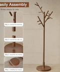 Assembly guide for Solid Wood Coat Rack Freestanding Tree With 12 Hooks And 3 Height Levels Adjustable Coat Stand For Entryway Or Bedroom A Real Game Changer For Coats Hats Bags And Scarves Walnut Finish.