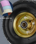 10 Inch Pneumatic Plate Casters With Durable Rubber Knobby Tread Quiet And Sturdy 2 Pack showing 8-layer thick outer tire