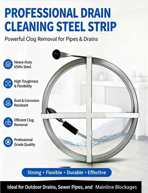 Top Tier Heavy Duty Manganese Steel Sewer Drain Snake With 49 Foot Auger Cable, 65Mn steel for effective clog removal.