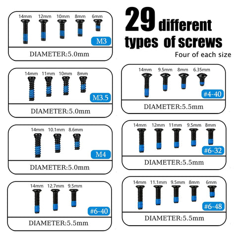 Top Shelf Gunsmithing Screw Kit Featuring M3 M4 And Four Forty Threads With Badass Wrench designed with 29 precision optic screws.