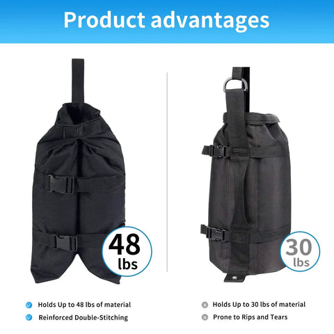 Beefed Up Heavy Duty Canopy Weight Bags Set Of 4 For Instant Outdoor Shelters Up To 45 Lbs Each in 1680D Waterproof Polyester
