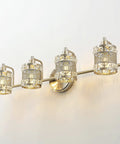 Over Mirror Four Bulb Bathroom Vanity Light With Cylinder Crystal Shade Modern Wall Sconce Easy Installation