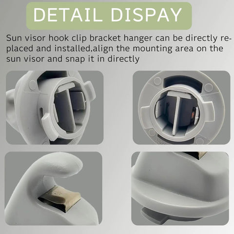 Close-up of 2 Pack Interior Sun Visor Clip Brackets For VW Atlas Tiguan Passat Golf MK7 MK8 ID Series Easy Install