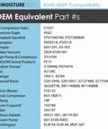 List of OEM equivalent part numbers for various air compressor brands.