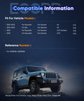 Compatible information for vehicle models and reference number details above an image of a blue Jeep.