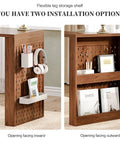 L Shaped 47 Inch Corner Desk With Six Drawers And File Cabinet Rustic Walnut Farmhouse Computer Desk Two Shelf Installation Options