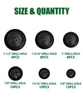 52 Piece Rubber Grommets Kit With Firewall Hole Plugs in six hole sizes displayed with quantity for wire protection and automotive repair.