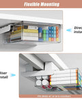 3 Pack Clear Under Desk Slide Out Organizers With Dual Adhesive Or Screw Mount Installation Sliding Into Tight Gaps To Declutter Fast And Make Your Home Office Desk Setup A Legit Game Changer, showing flexible mounting options.
