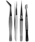 4 Piece Stainless Steel Tweezers Set For Electronics, Jewelry Making, Hobby Craft, And Model Building with various tips