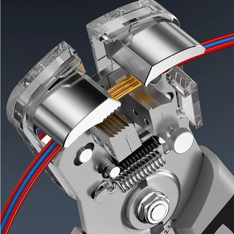 Heavy Duty Wire Stripper Tool With Comfortable Grip Pliers For Peeling And Crimping showing precise wire stripping mechanism.