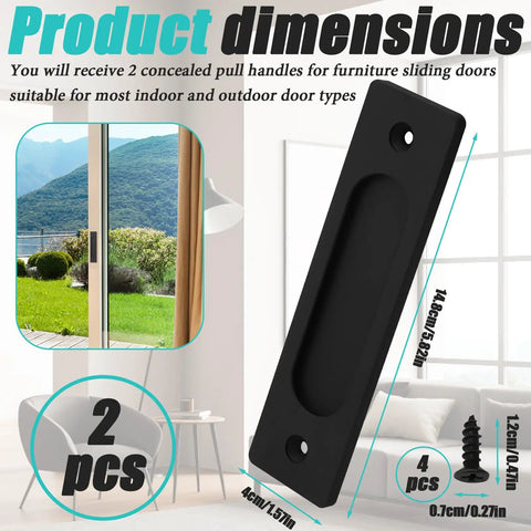 Two Pack Invisible Rectangular Recessed Drawer Pulls For Cabinets And Closets Pocket Sliding Closet Door Handle Finger Hidden Flush Hardware Matte Black