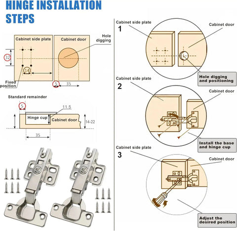 10 Pack 35mm Full Overlay No Slam Soft Close Frameless Cabinet Hinges With Screws For Kitchen And Bathroom Cabinets installation guide
