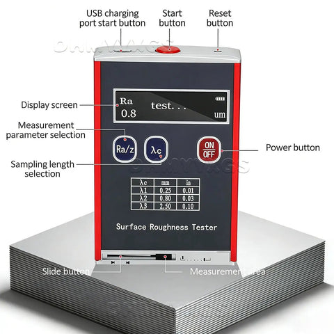 Digital Roughness Tester And Portable Profilometer With 0.01μm Precision LED Display Measuring Ra Rq Rz Rt For Metal Finishing