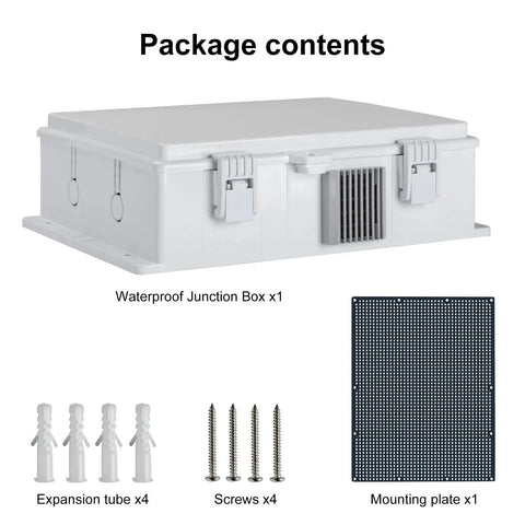 All Weather Outdoor Electrical Junction Box With Waterproof Abs Panel Enclosure And Removable Grille Snap Lock Hinged Cover with accessories
